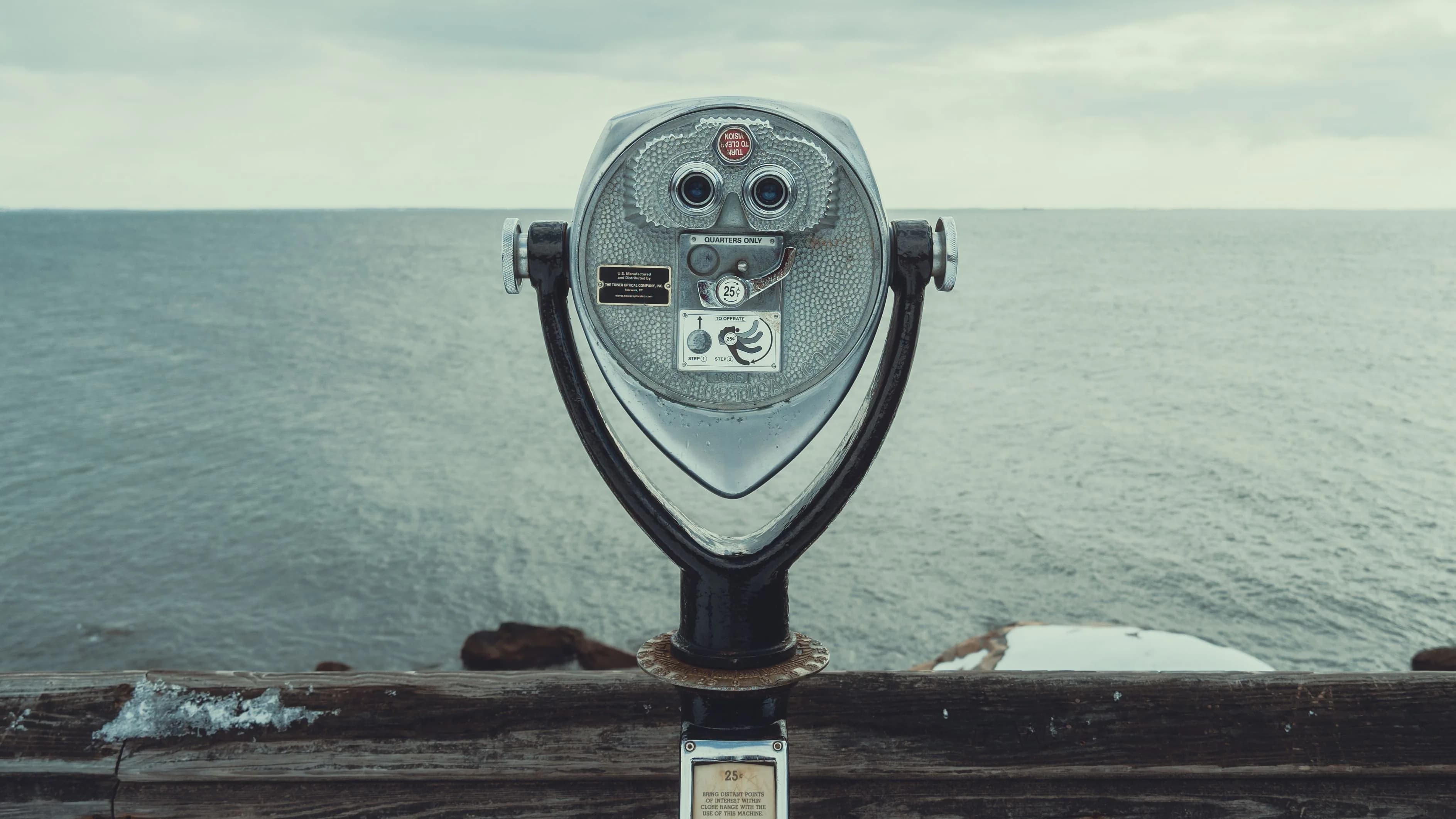 Coastal observation viewer looking across open water
